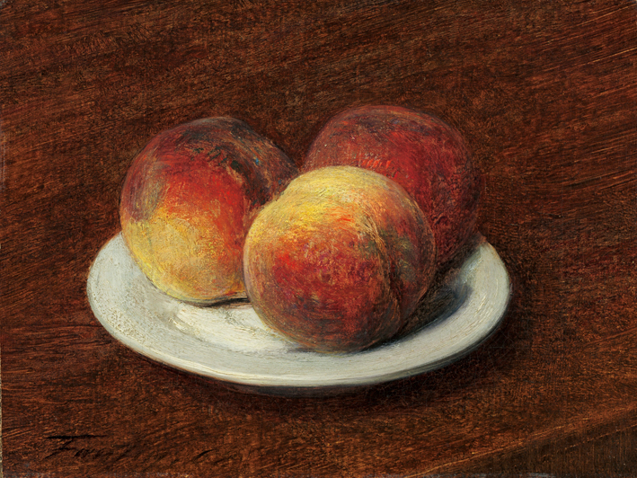  方丹·拉图尔 Fantin-Latour 三个桃子 Three peaches on a plat